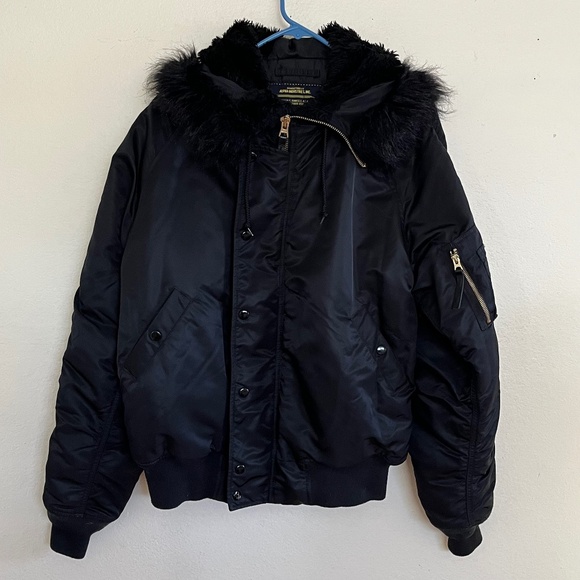 Alpha Industries N-2B Short Waist Black Bomber-Style Parka Size Large - Picture 1 of 14